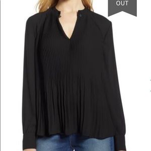 Halogen Black Pleated Blouse